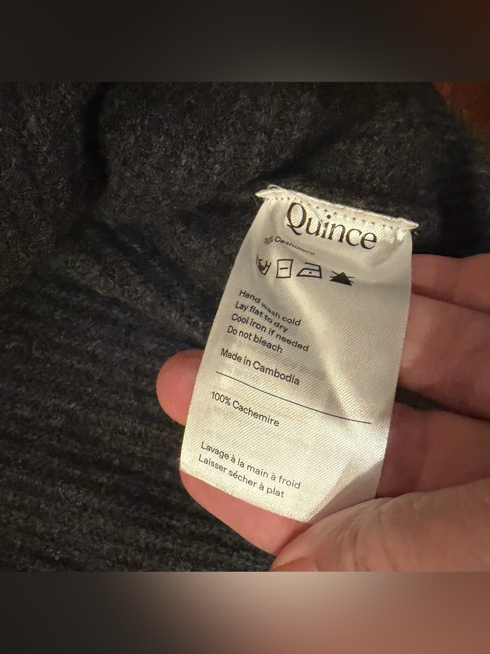 Quince Charcoal Grey 100% Mongolian Cashmere Fisherman Rib Crewneck Sweater XL - Picture 3 of 7